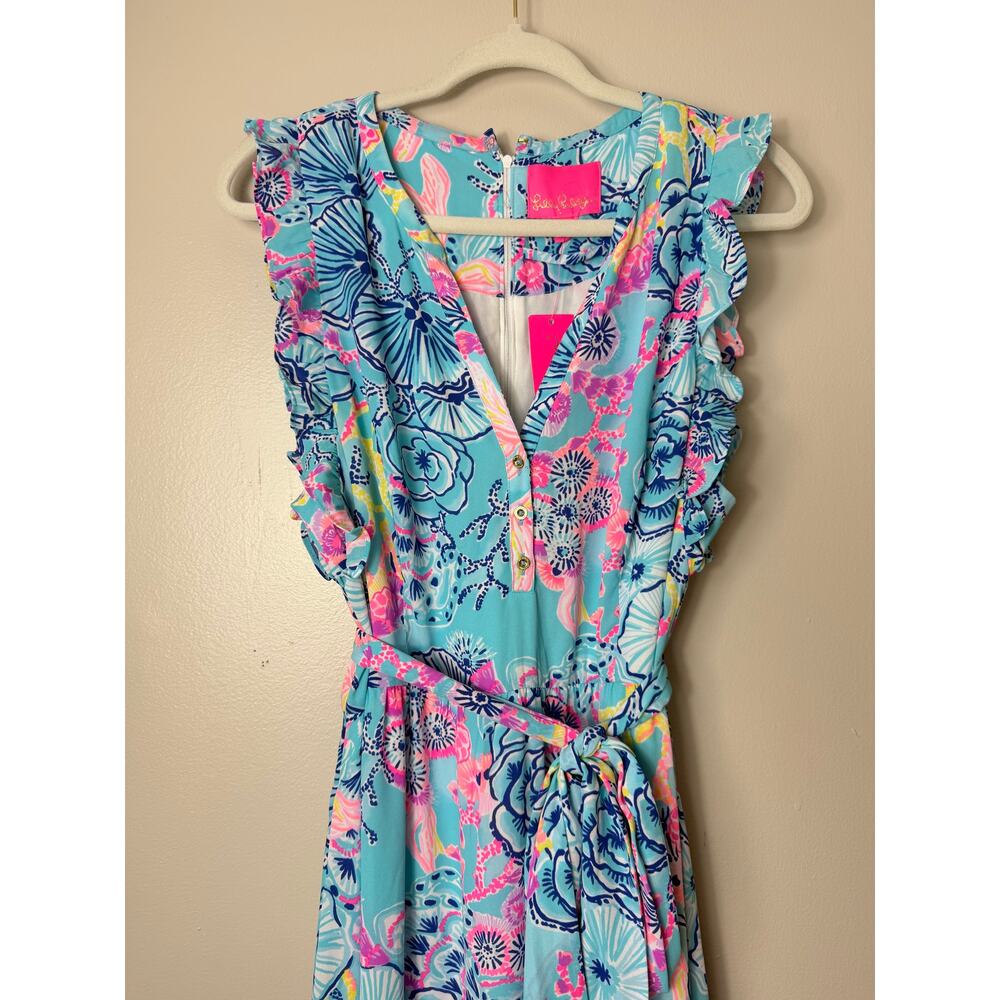 Lilly Pulitzer Blue Maxi Dress Beach Vacation Tropical Nautical - Picture 8 of 16